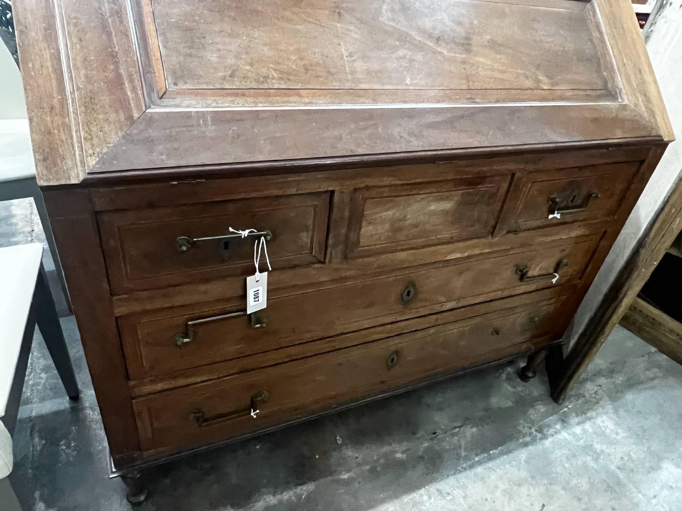 An early 20th century Continental mahogany bureau, width 114cm depth 58cm height 107cm